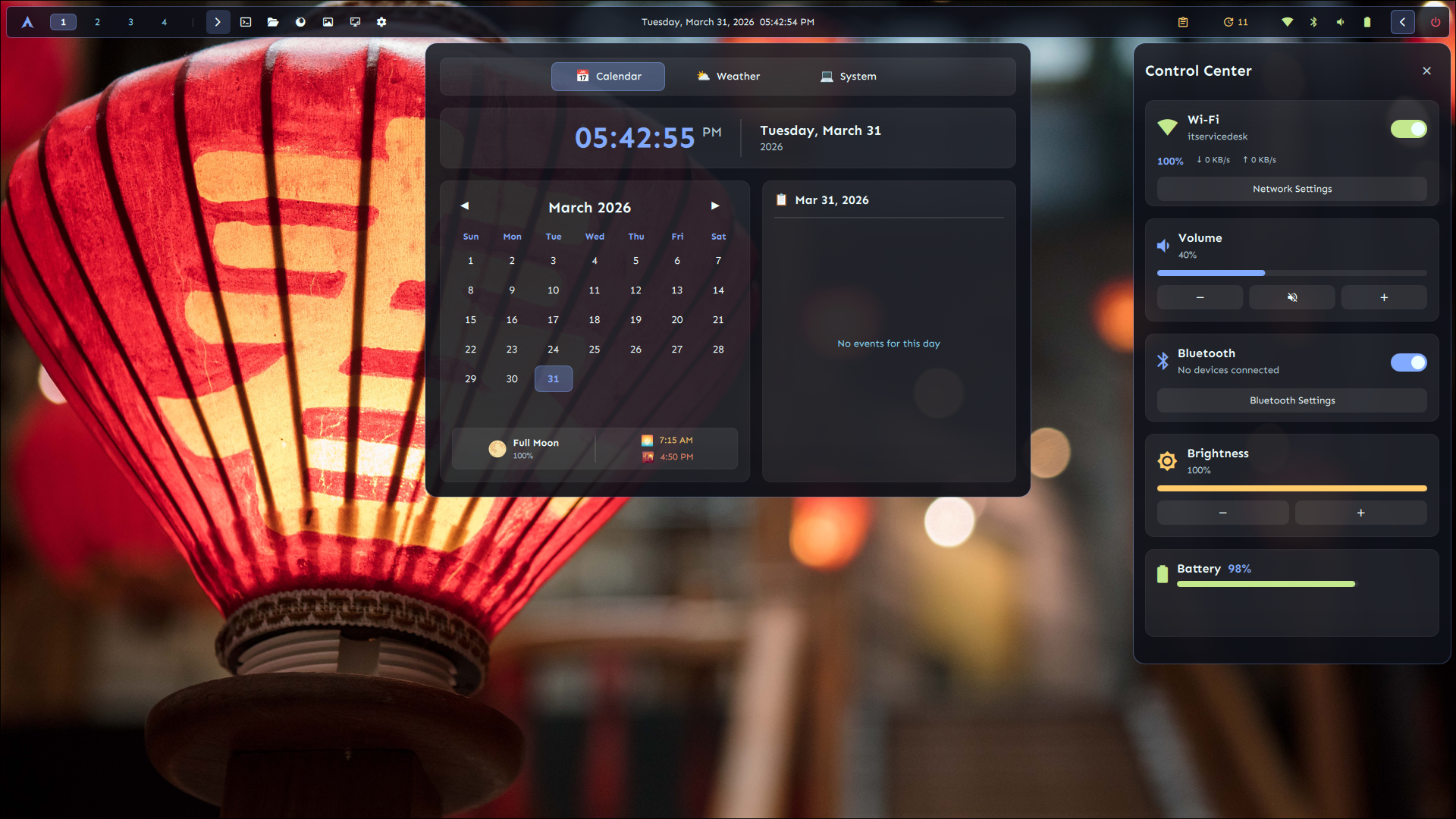 YAHR Quickshell desktop